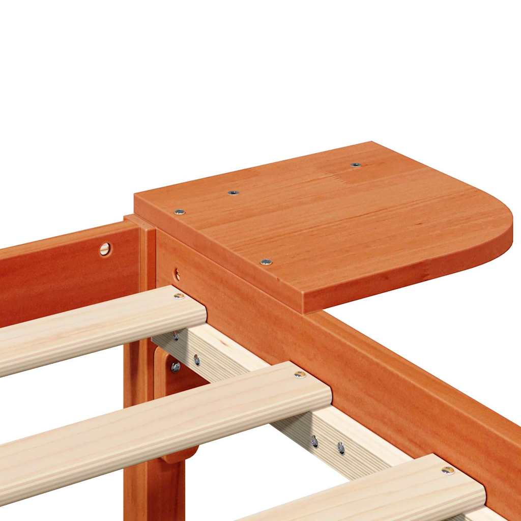 Bettgestell mit Nachttischen Braun 90 x 190 cm Wachsbraun